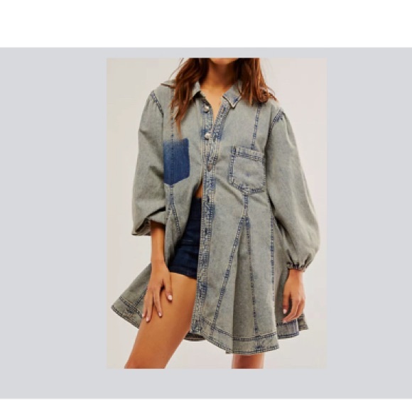 NEW free people denim dress - Picture 1 of 2